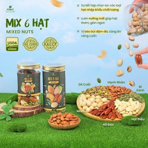 Mixed Nuts 6 Loại Hạt Dinh Dưỡng Tách Vỏ Hàng Loại 1 Cao Cấp - Fonut