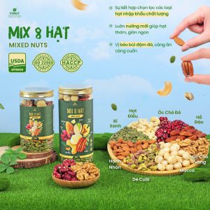 Mixed Nuts 8 Loại Hạt Dinh Dưỡng Tách Vỏ Hàng Loại 1 Cao Cấp - Fonut