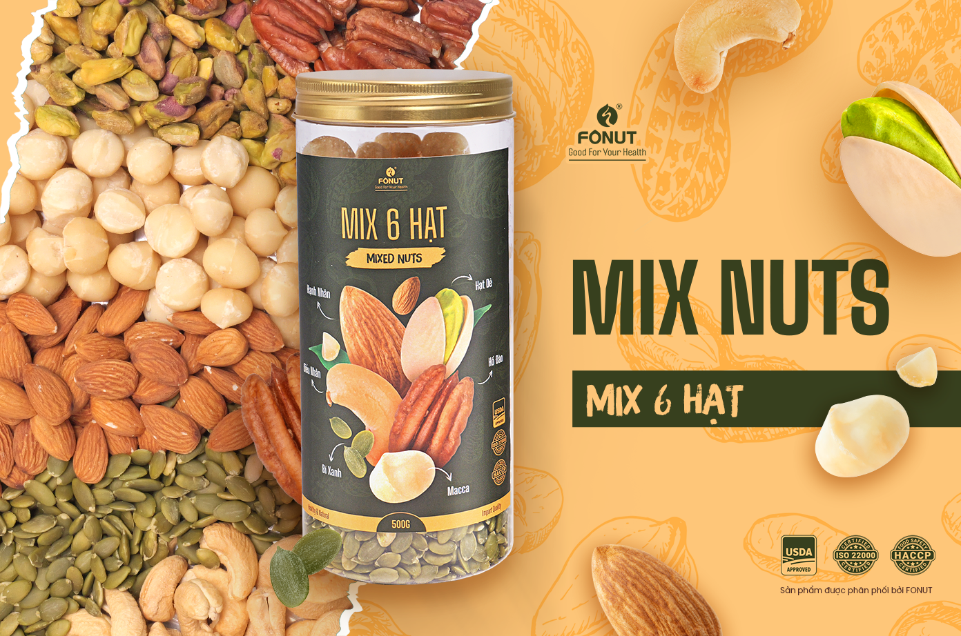 Mixed Nuts 6 Loại Hạt Dinh Dưỡng Tách Vỏ