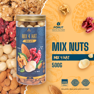 Mixed Nuts 4 Hạt Dinh Dưỡng Tách Vỏ Hàng Loại 1