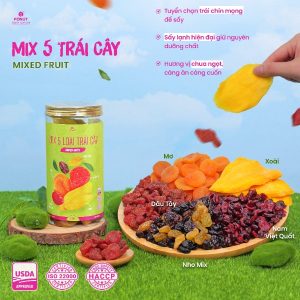 Mixed 5 Trái Cây Sấy Dẻo Hàng Loại 1 Cao Cấp - Fonut
