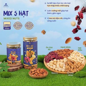 Mixed Nuts 5 Hạt Tách Vỏ Hàng Loại 1 Cao Cấp - Fonut