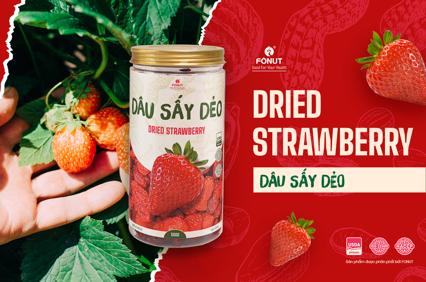 Dâu tây sấy dẻo loại 1 tại Quà Tặng Fonut