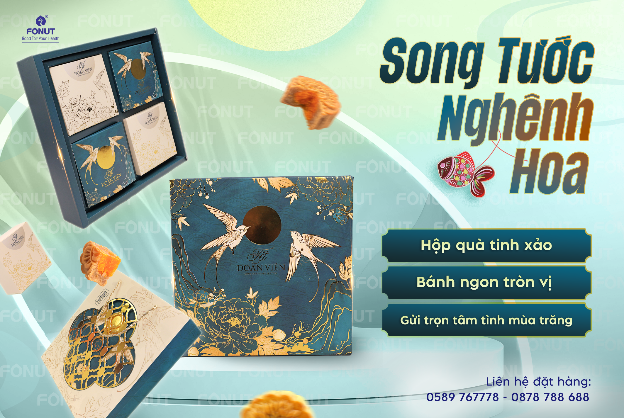 Hộp quà Trung Thu Song Tước Nghênh Hoa