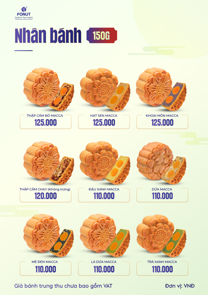 Nhân các loại bánh Trung Thu nhà Fonut